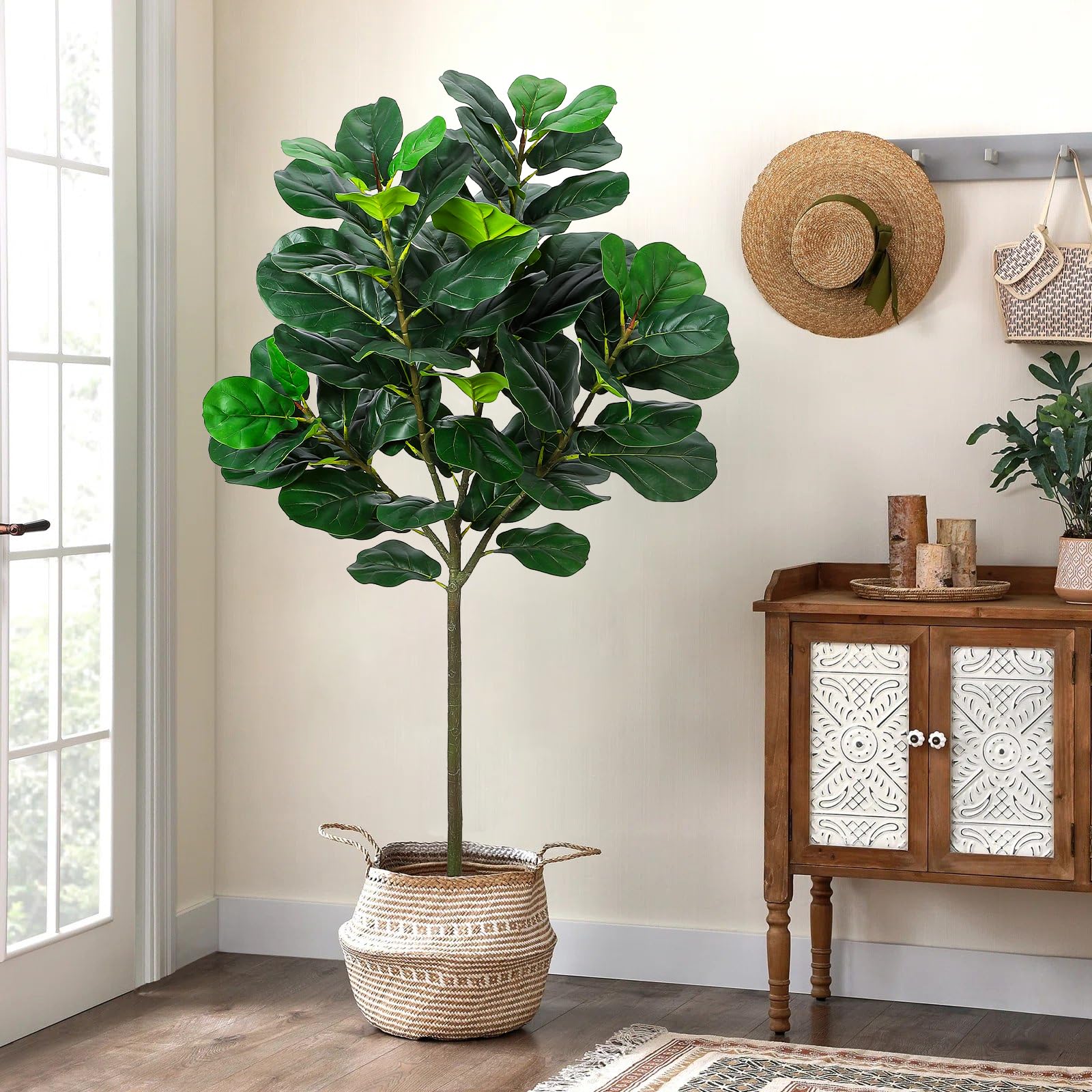 GlowSol 5.2 Ft Artificial Fidd - Ficus Lyrata Tree 评论和价格